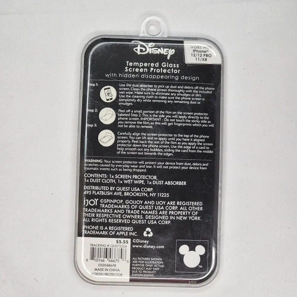Disney Stitch Hidden Glass Screen Protector iPhone 12/12 Pro/11/XR